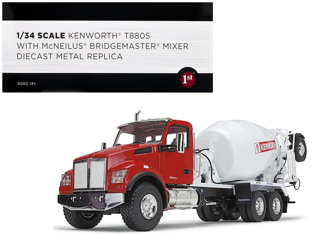 Kenworth T880S Truck with McNeilus Bridgemaster Cement Mixer Red