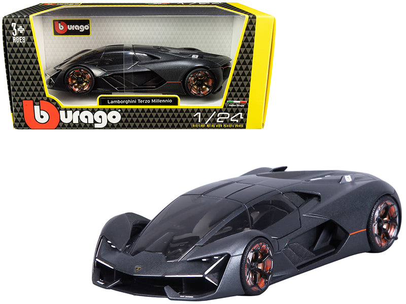 Lamborghini Terzo Millennio Lime Green with Black Top and Carbon Accents 1/24 Diecast Model Car by Bburago