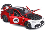 Alfa Romeo Giulia GTAm #99 Red Metallic with Black Top and White Graphics 1/18 Diecast Model Car by Bburago