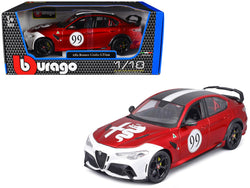 Alfa Romeo Giulia GTAm #99 Red Metallic with Black Top and White Graphics 1/18 Diecast Model Car by Bburago