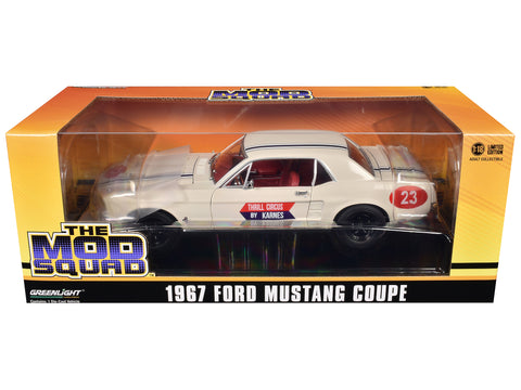 1967 Ford Mustang Coupe #23 "Thrill Circus By Karnes" White 1/18 Diecast Model Car by Greenlight