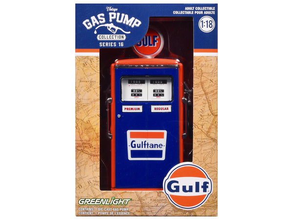 1954 Tokheim 350 Twin Gas Pump "Gulf" Blue and Orange "Vintage Gas Pumps" Series 16 1/18 Diecast Replica by Greenlight