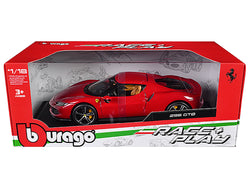 Ferrari 296 GTB Red "Race + Play" Series 1/18 Diecast Model Car by Bburago