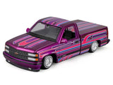 1993 Chevrolet 454 SS Pickup Truck Purple Metallic with Graphics "Lowriders" "Maisto Design" Series 1/24 Diecast Model by Maisto