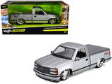 1993 Chevrolet 454 SS Pickup Truck Silver Metallic and Gray "Lowriders" "Maisto Design" Series 1/24 Diecast Model by Maisto