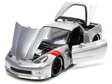 2006 Chevrolet Corvette Z06 Silver Metallic with Red Stripes "Bigtime Muscle" Series 1/24 Diecast Model Car by Jada