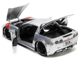 2006 Chevrolet Corvette Z06 Silver Metallic with Red Stripes "Bigtime Muscle" Series 1/24 Diecast Model Car by Jada