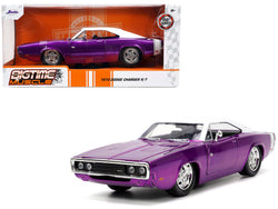 1970 Dodge Charger R/T Purple Metallic with White Top and Tail Stripe "Bigtime Muscle" Series 1/24 Diecast Model Car by Jada