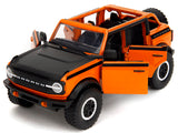 2021 Ford Bronco Open-Top Orange with Black Stripes and Hood with Extra Wheels "Just Trucks" Series 1/24 Diecast Model by Jada