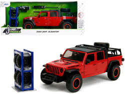 2020 Jeep Gladiator Rubicon Pickup Truck Red with Black Top and Extra Wheels "Just Trucks" Series 1/24 Diecast Model by Jada