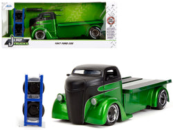 1947 Ford COE Flatbed Truck Green Metallic and Matte Black "Toyo Tires" with Extra Wheels "Just Trucks" Series 1/24 Diecast Model by Jada