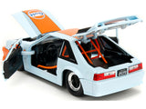 1989 Ford Mustang GT "Gulf Oil" Light Blue with Orange Stripe "Bigtime Muscle" Series 1/24 Diecast Model Car by Jada