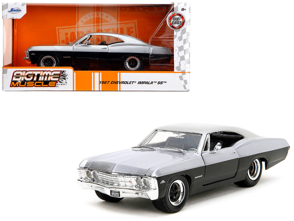 1967 Chevrolet Impala SS Silver Metallic and Black "Bigtime Muscle" Series 1/24 Diecast Model Car by Jada