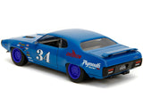 1972 Plymouth GTX #34 Blue with Graphics "Bigtime Muscle" Series 1/24 Diecast Model Car by Jada