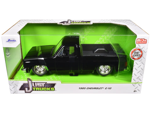 1985 Chevrolet C-10 Pickup Truck Black with Minilite Wheels "Just Trucks" Series 1/24 Diecast Model by Jada