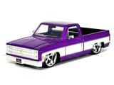 1985 Chevrolet C-10 Pickup Truck Purple Metallic and White with Cartelli Wheels "Just Trucks" Series 1/24 Diecast Model by Jada