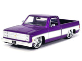 1985 Chevrolet C-10 Pickup Truck Purple Metallic and White with Lorenzo Wheels "Just Trucks" Series 1/24 Diecast Model by Jada