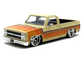 1985 Chevrolet C-10 Pickup Truck Beige with Stripes and Cartelli Wheels "Just Trucks" Series 1/24 Diecast Model by Jada