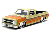 1985 Chevrolet C-10 Pickup Truck Beige with Stripes and Lowenhart Wheels "Just Trucks" Series 1/24 Diecast Model by Jada