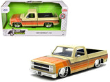 1985 Chevrolet C-10 Pickup Truck Beige with Stripes and Lowenhart Wheels "Just Trucks" Series 1/24 Diecast Model by Jada