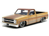 1985 Chevrolet C-10 Pickup Truck Yellow with Brown Top (Rusted) and Daytona Wire Wheels "Just Trucks" Series 1/24 Diecast Model by Jada