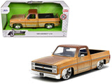 1985 Chevrolet C-10 Pickup Truck Yellow with Brown Top (Rusted) and JD3 Wheels "Just Trucks" Series 1/24 Diecast Model by Jada