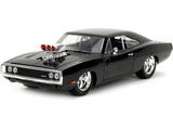 Dodge Charger R/T Black with Dom Diecast Figure "Fast & Furious" (2009) Movie "Hollywood Rides" Series 1/24 Diecast Model Car by Jada