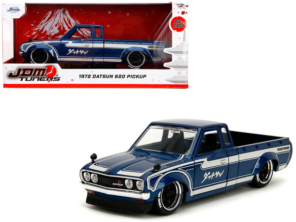 1972 Datsun 620 Pickup Truck Blue Metallic and Cream "JDM Tuners" Series 1/24 Diecast Model by Jada