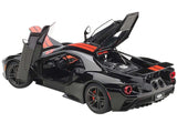 2017 Ford GT Shadow Black with Orange Stripes 1/18 Model Car by AUTOart