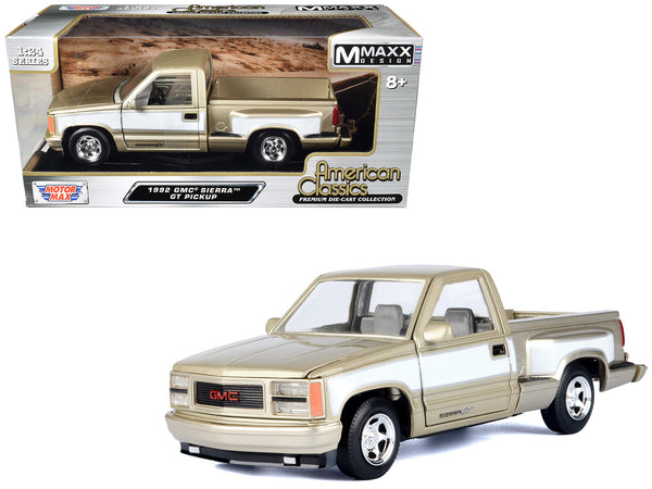 1992 GMC Sierra GT Pickup Truck Gold Metallic with White Sides "American Classics" Series 1/24 Diecast Model by Motormax