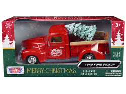 1940 Ford Pickup Truck Red "Merry Christmas" with Tree Accessory 1/24 Diecast Model by Motormax