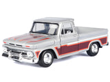 1966 Chevrolet C10 Fleetside Pickup Truck Silver Metallic with Brown Sides "American Classics" Series 1/24 Diecast Model by Motormax