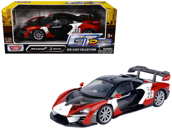 McLaren Senna #22 Black with Red and White Graphics "GT Racing" Series 1/24 Diecast Model Car by Motormax