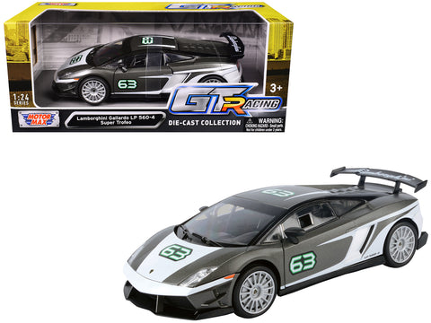 Lamborghini Gallardo LP 560-4 Super Trofeo #63 Gray Metallic and White "GT Racing" Series 1/24 Diecast Model Car by Motormax