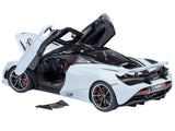 McLaren 720S Silica White with Black Top and Carbon Accents 1/18 Model Car by AUTOart