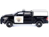 2019 RAM 1500 Laramine Crew Cab Pickup Truck "California Highway Patrol" Black and White with Truck Bed Camper "Law Enforcement and Public Service" Series 1/27 Diecast Model by Motormax