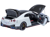 2022 Nissan GT-R (R35) Nismo Special Edition RHD (Right Hand Drive) Brilliant White Pearl with Carbon Hood and Top 1/18 Model Car by AUTOart