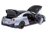 2022 Nissan GT-R (R35) Nismo Special Edition RHD (Right Hand Drive) Ultimate Metal Silver with Carbon Hood and Top 1/18 Model Car by AUTOart