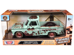 1966 Chevrolet C10 Fleetside Pickup Truck Light Green (Rusted) "Weathered Treasures" Series 1/24 Diecast Model by Motormax