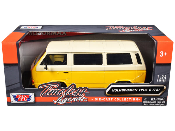 Volkswagen Type 2 (T3) Van Yellow and Beige "Timeless Legends" Series 1/24 Diecast Model by Motormax