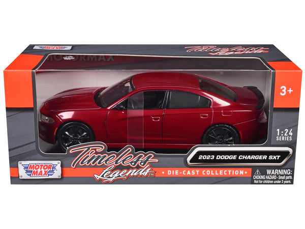 2023 Dodge Charger SXT Red Metallic "Timeless Legends" Series 1/24 Diecast Model Car by Motormax