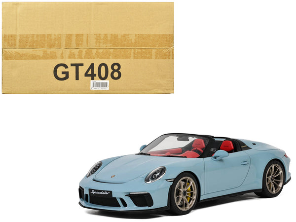 2019 Porsche 911 (991.2) Speedster Light Blue with Red Interior 1/18 Model Car by GT Spirit