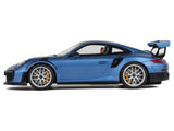 2021 Porsche 911 (991.2) GT2 RS Blue Metallic with Black Stripes 1/18 Model Car by GT Spirit