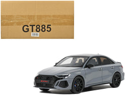 2022 Audi RS 3 Sedan Performance Edition Nargo Gray with Sunroof 1/18 Model Car by GT Spirit