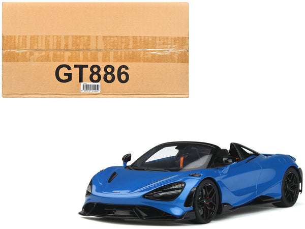 2021 McLaren 765 LT Spider Blue Metallic 1/18 Model Car by GT Spirit