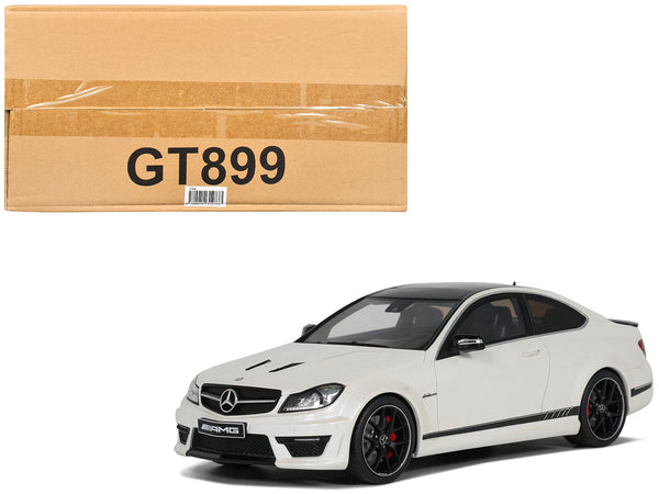 Mercedes-Benz C63 AMG 507 Diamond White with Black Top 1/18 Model Car by GT Spirit