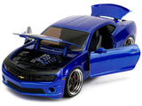 2010 Chevrolet Camaro Candy Blue with Black Hood "Bigtime Muscle" Series 1/24 Diecast Model Car by Jada