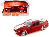 2010 Ford Mustang GT Red Metallic with White Stripes "Bigtime Muscle" Series 1/24 Diecast Model Car by Jada