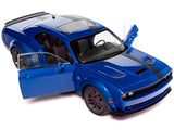 Dodge Challenger R/T Scat Pack Widebody Electric Blue Metallic with Black Stripes 1/18 Diecast Model Car by Solido