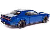 Dodge Challenger R/T Scat Pack Widebody Electric Blue Metallic with Black Stripes 1/18 Diecast Model Car by Solido